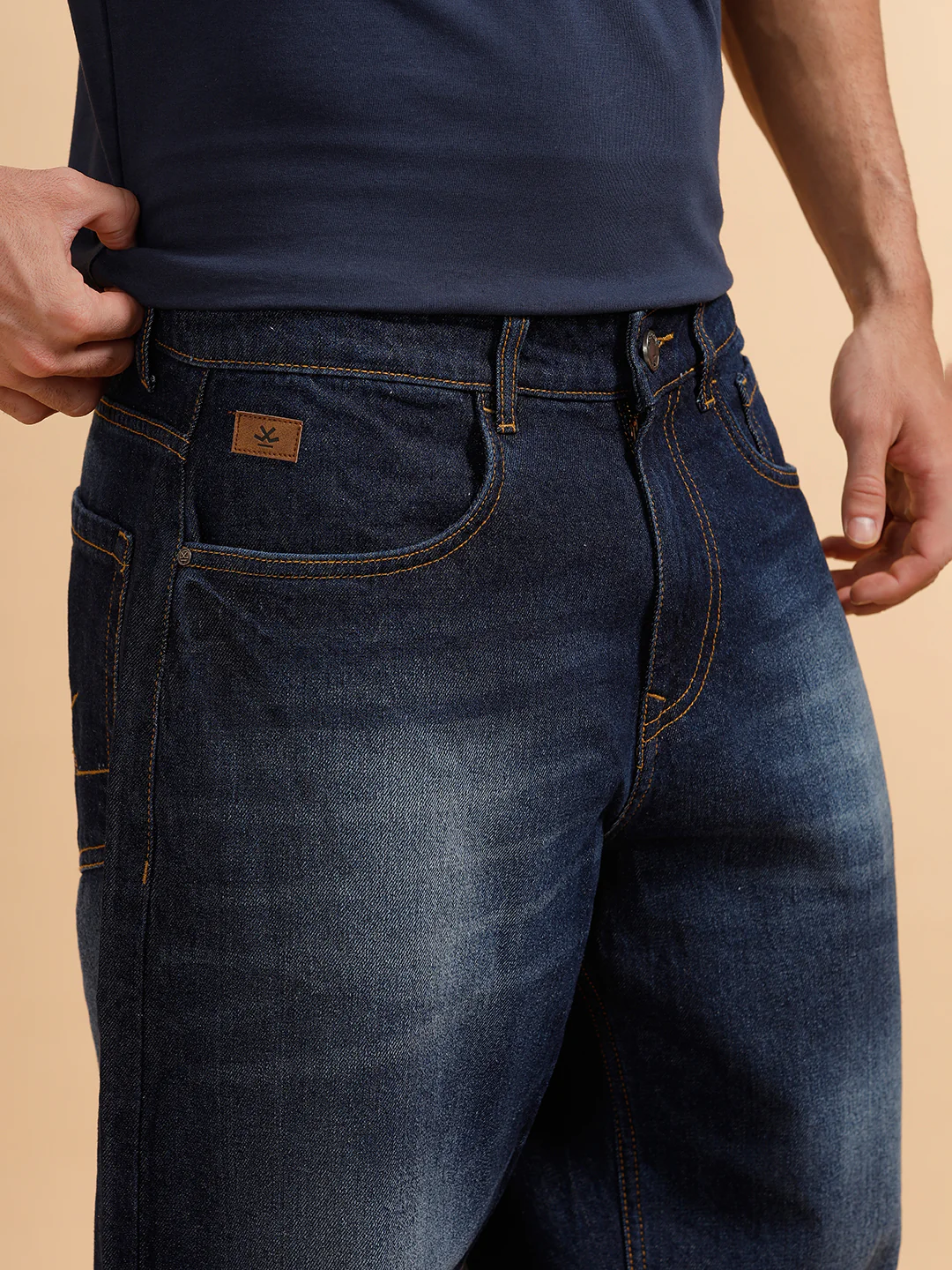 Casual Heavy Fade Loose Fit Jeans | Dark Blue - Image 5