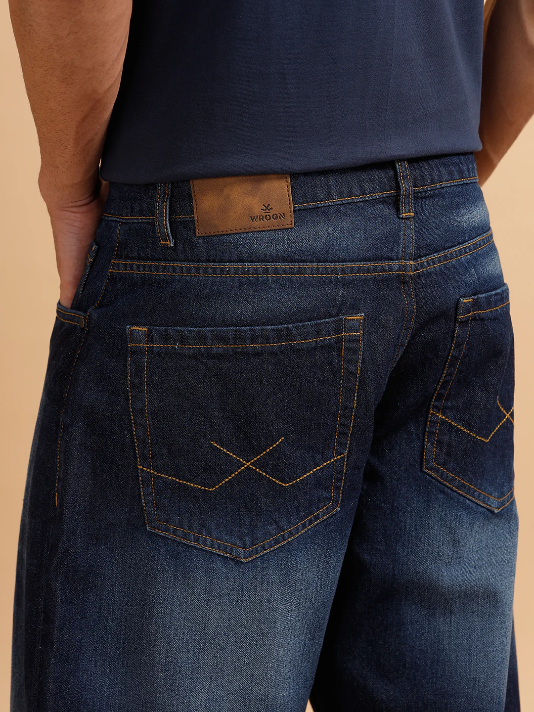 Casual Heavy Fade Loose Fit Jeans | Dark Blue - Image 6