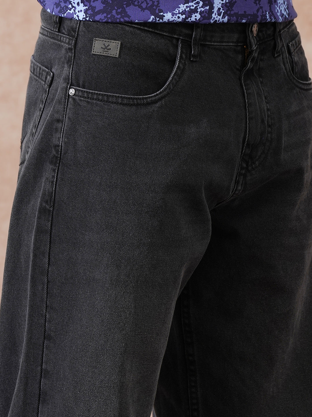 Casual Heavy Fade Loose Fit Jeans | Dark Grey - Image 5