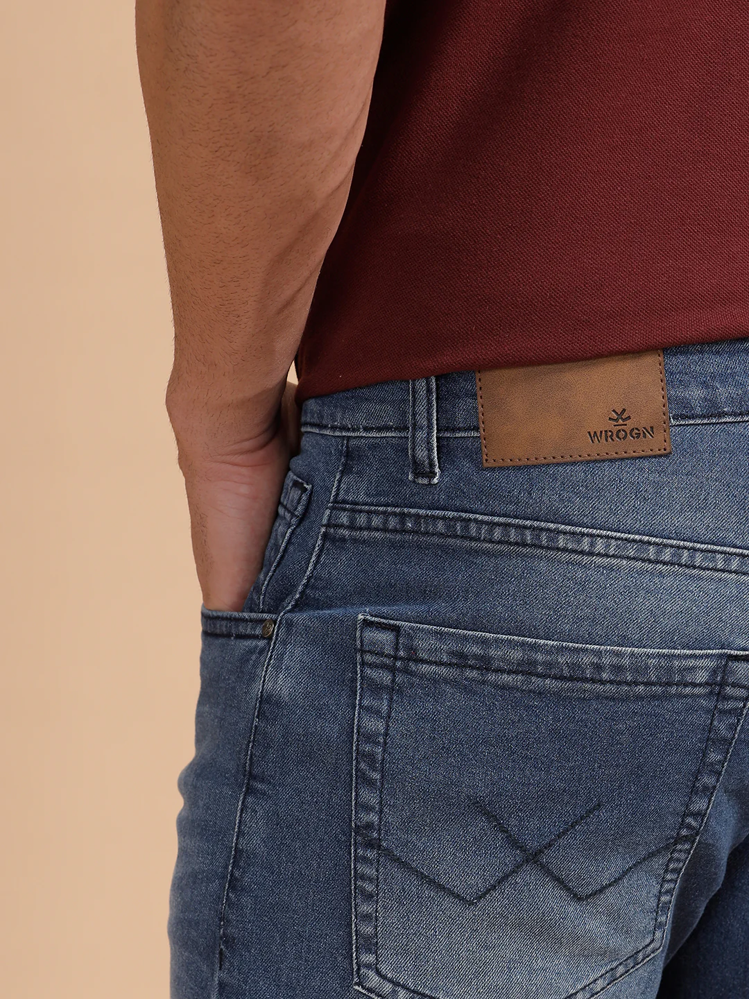 Casual Heavy Fade Slim Fit Jeans | Light Blue - Image 5