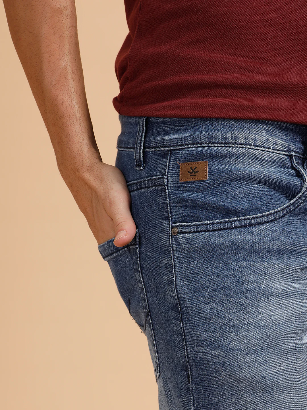 Casual Heavy Fade Slim Fit Jeans | Light Blue - Image 6
