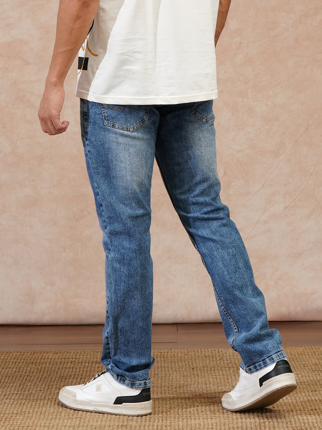 Casual Heavy Fade Straight Fit Jeans | Blue - Image 3