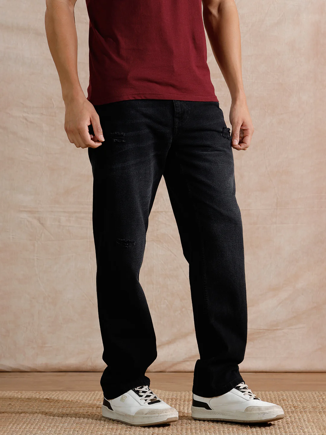 Distressed Heavy Fade Anti Fit Jeans | Dark Grey - Image 4