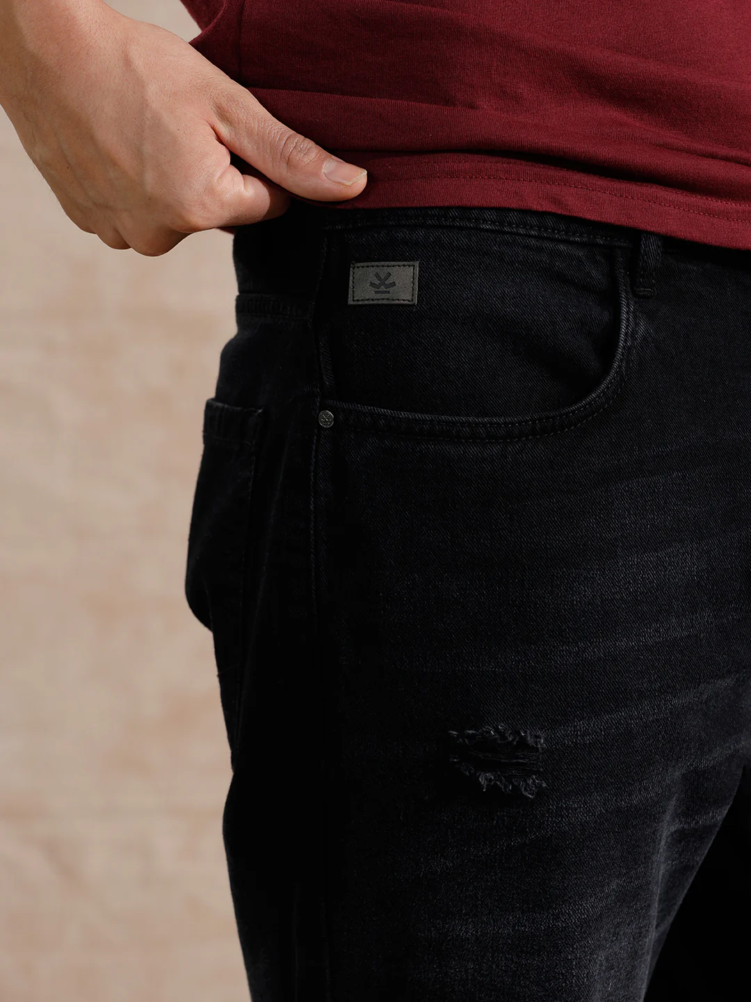 Distressed Heavy Fade Anti Fit Jeans | Dark Grey - Image 5