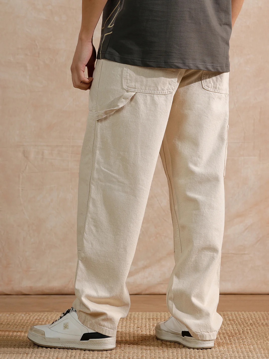 Distressed Loose Fit Trouser | Beige - Image 3