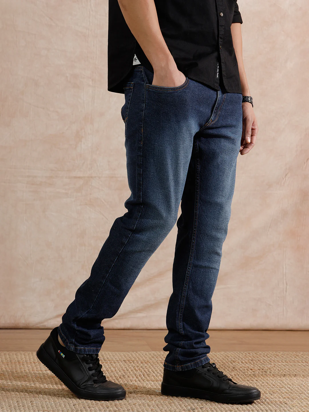 Casual Heavy Fade Slim Fit Jeans | Blue - Image 4