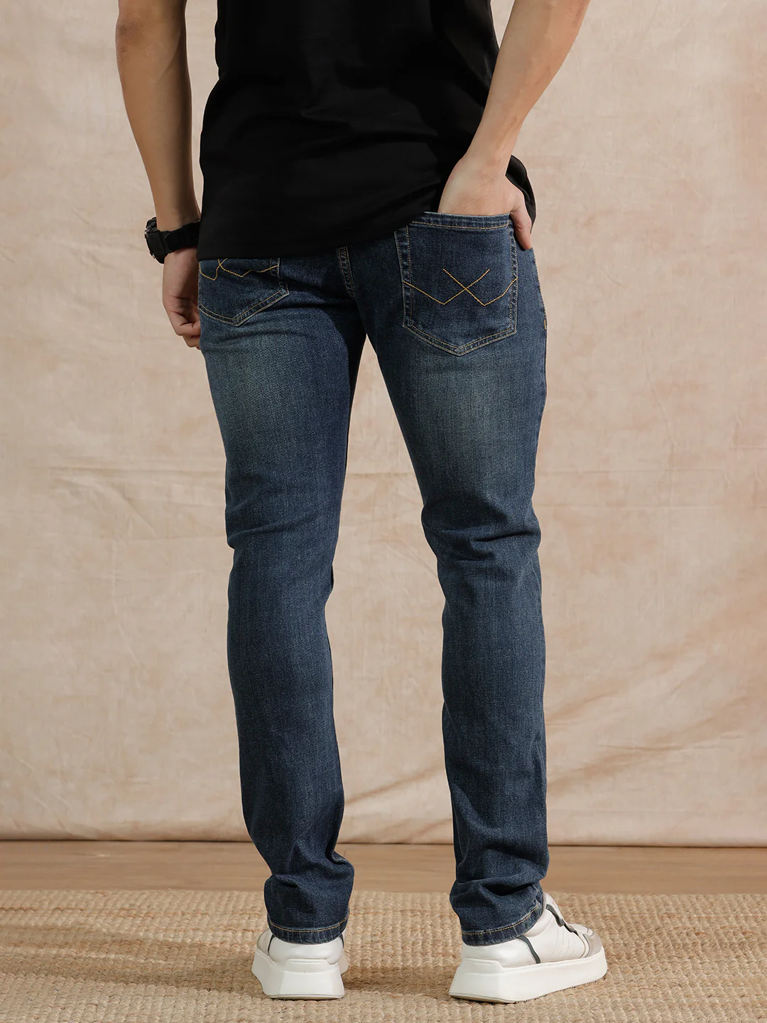 Casual Heavy Fade Slim Fit Jeans | Blue - Image 3