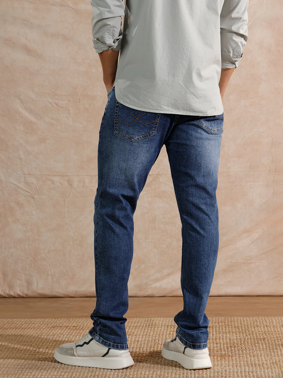 Casual Heavy Fade Slim Fit Jeans | Blue - Image 3