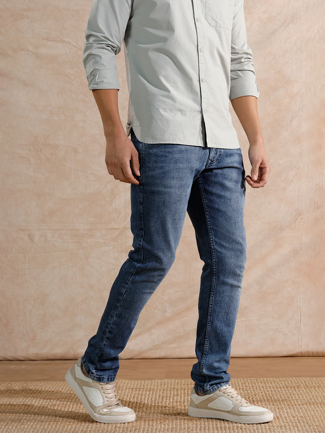 Casual Heavy Fade Slim Fit Jeans | Dark Blue - Image 4