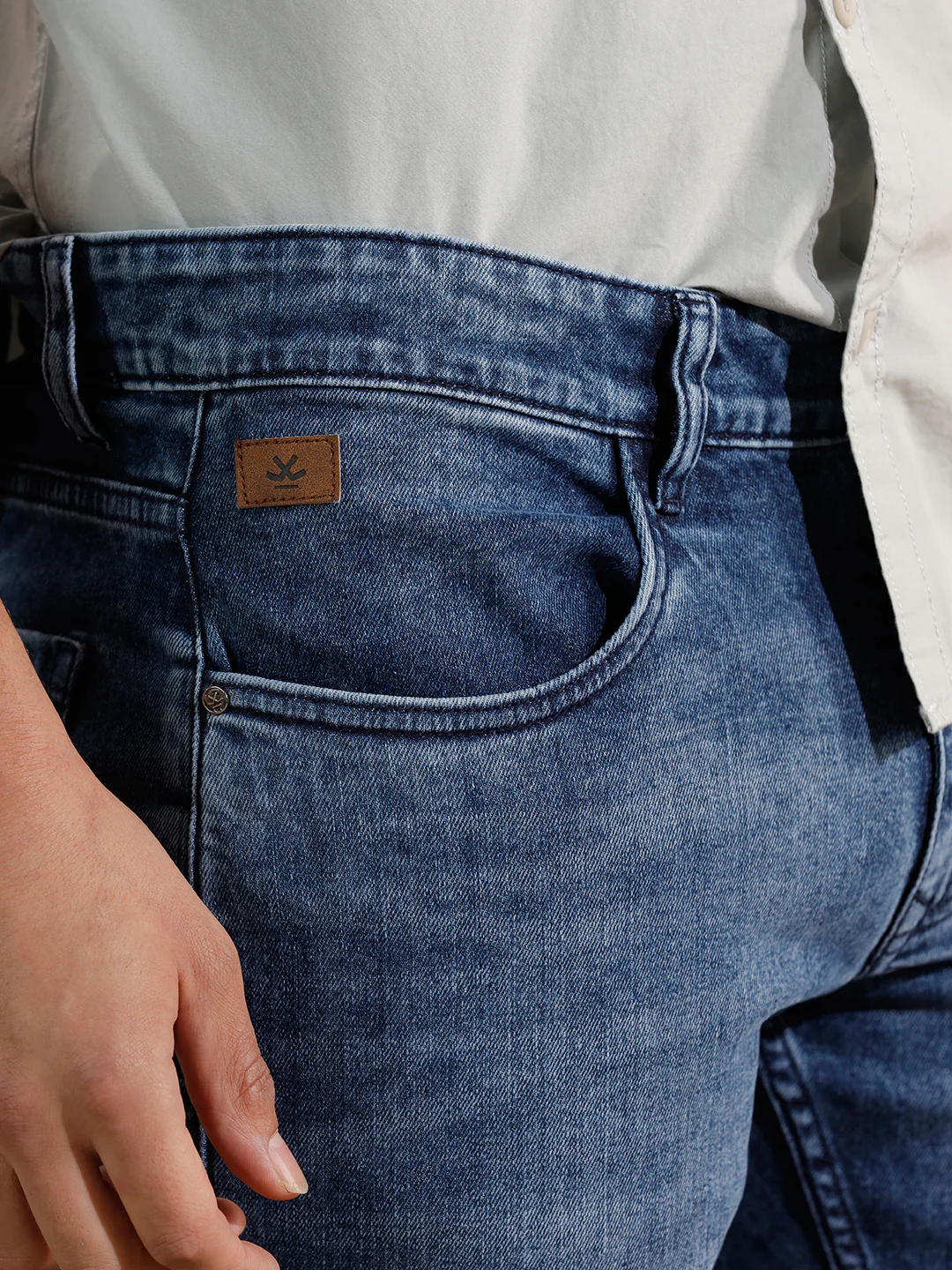 Casual Heavy Fade Slim Fit Jeans | Dark Blue - Image 6