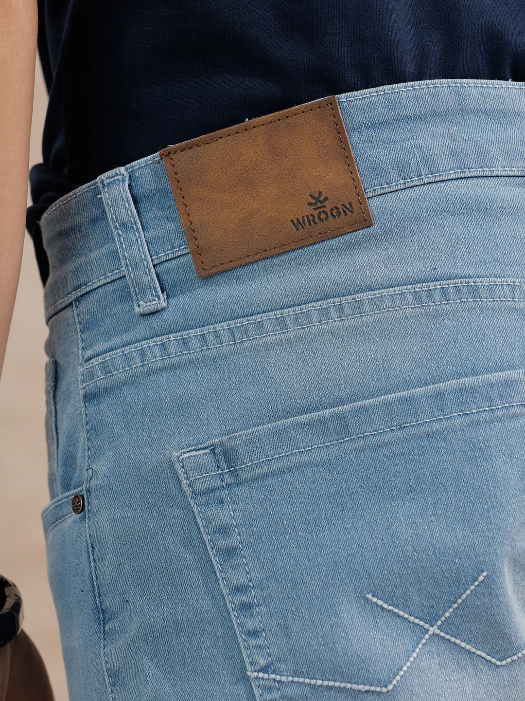 Casual Heavy Fade Slim Fit Jeans | Light Blue - Image 5