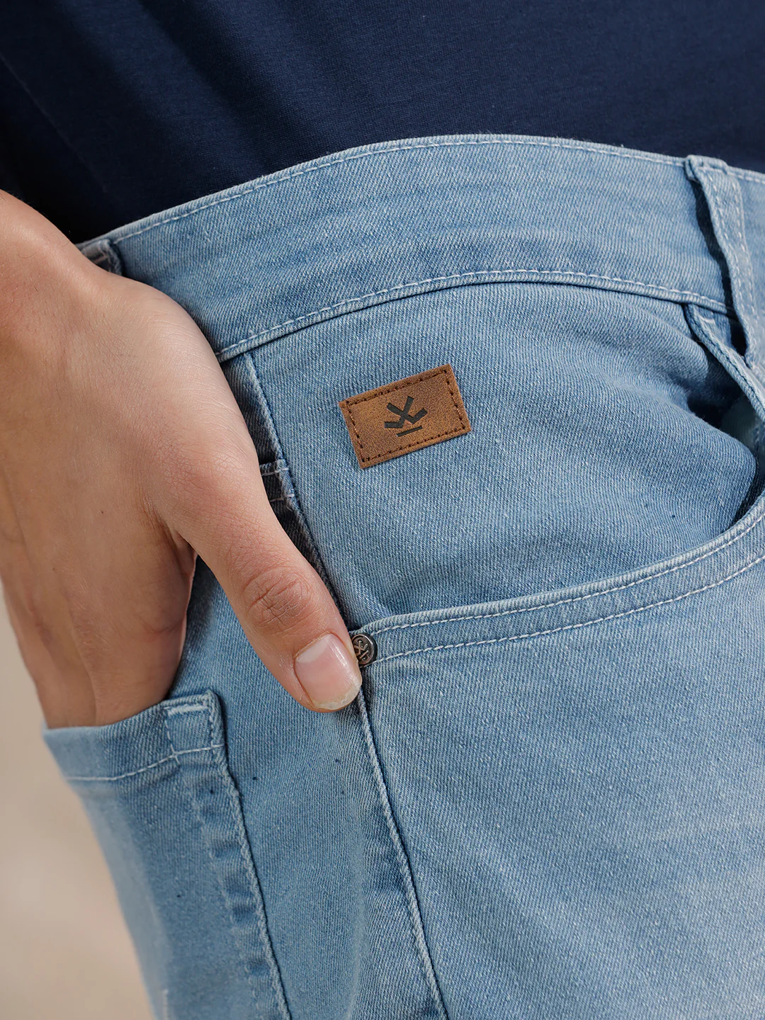 Casual Heavy Fade Slim Fit Jeans | Light Blue - Image 6
