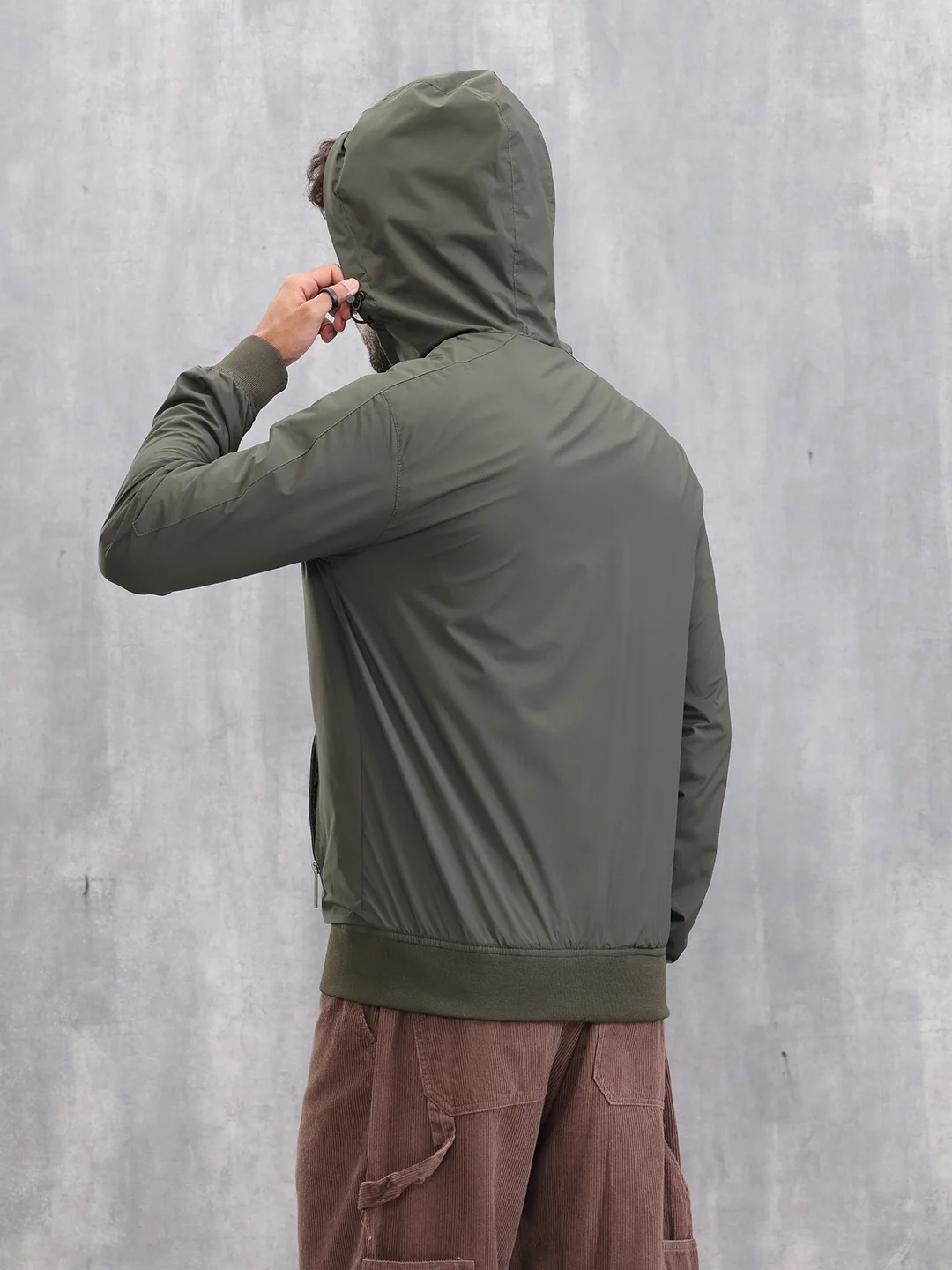 Casual Hooded Bomber Jacket | Olive - Image 3