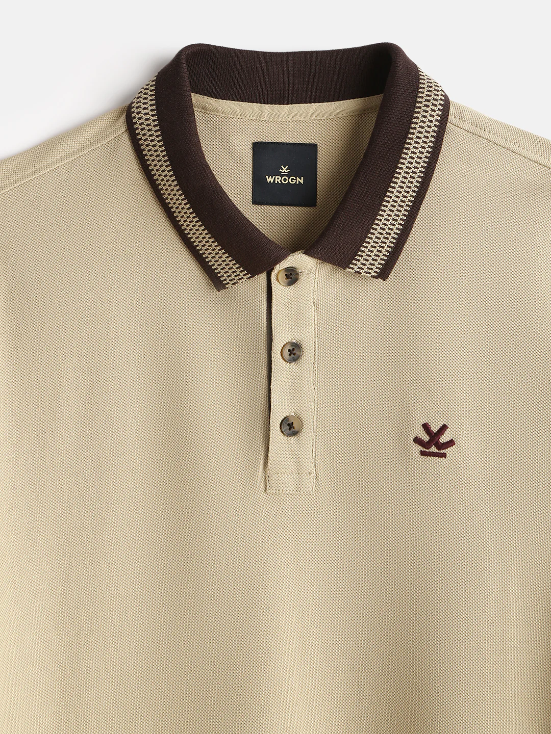 Casual Jacquard Collar Polo T-Shirt | Khaki - Image 5
