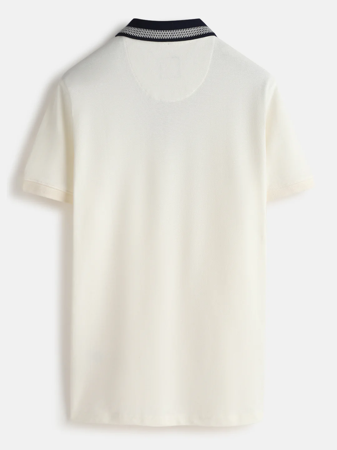 Casual Jacquard Collar Polo T-Shirt | Off White - Image 4