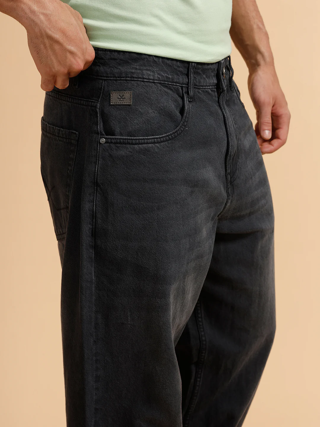 Casual Light Fade Loose Fit Jeans | Dark Grey - Image 5