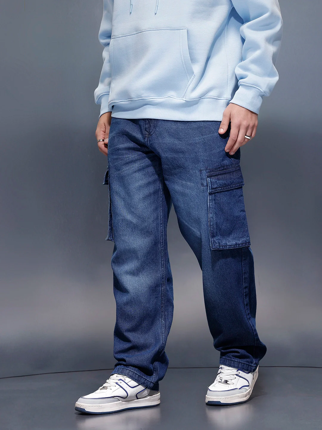 Casual Loose Cargo Fit Jeans  | Blue - Image 4