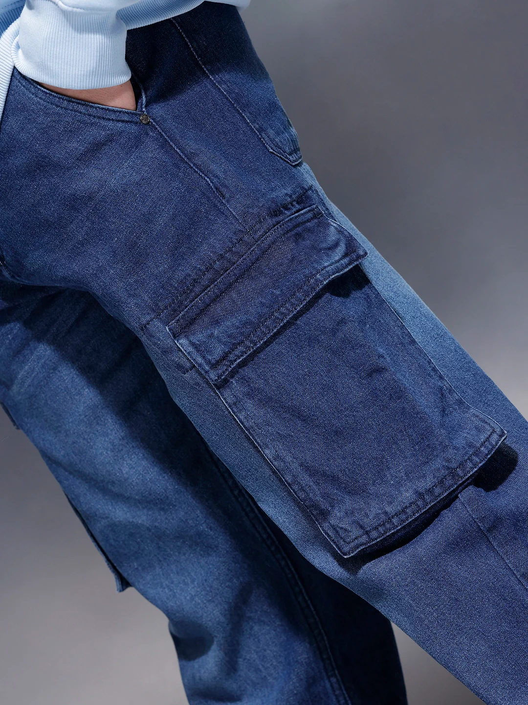 Casual Loose Cargo Fit Jeans  | Blue - Image 5
