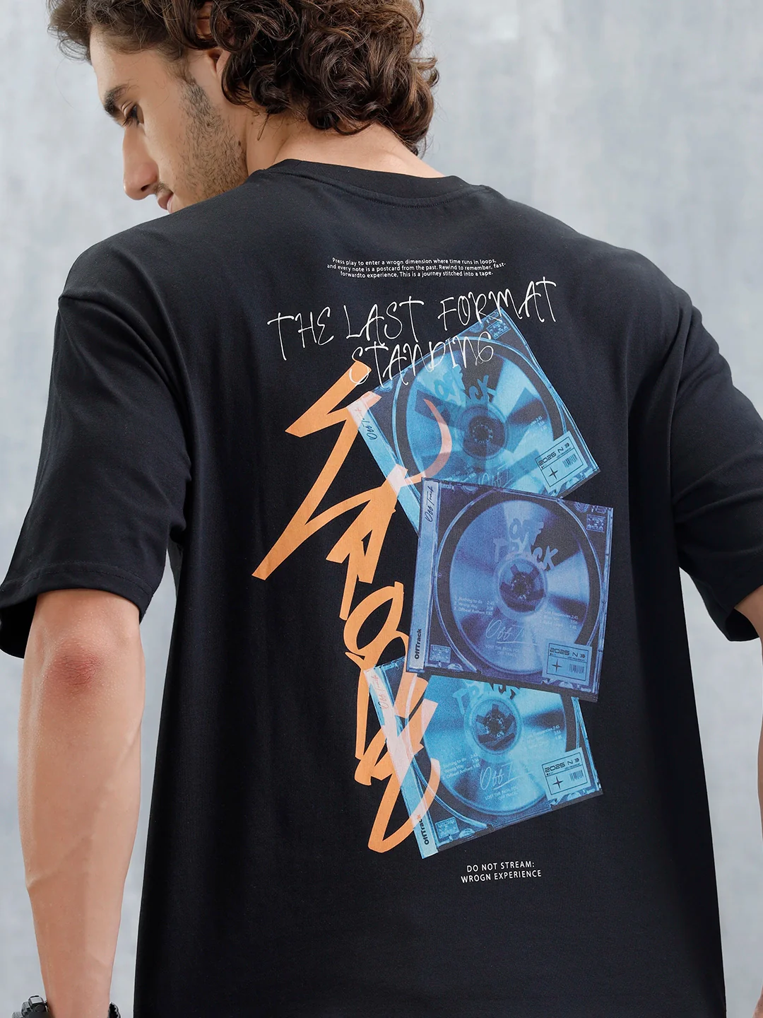 Casual Men Oversized Fit Tee With Graphic | Black - Image 5