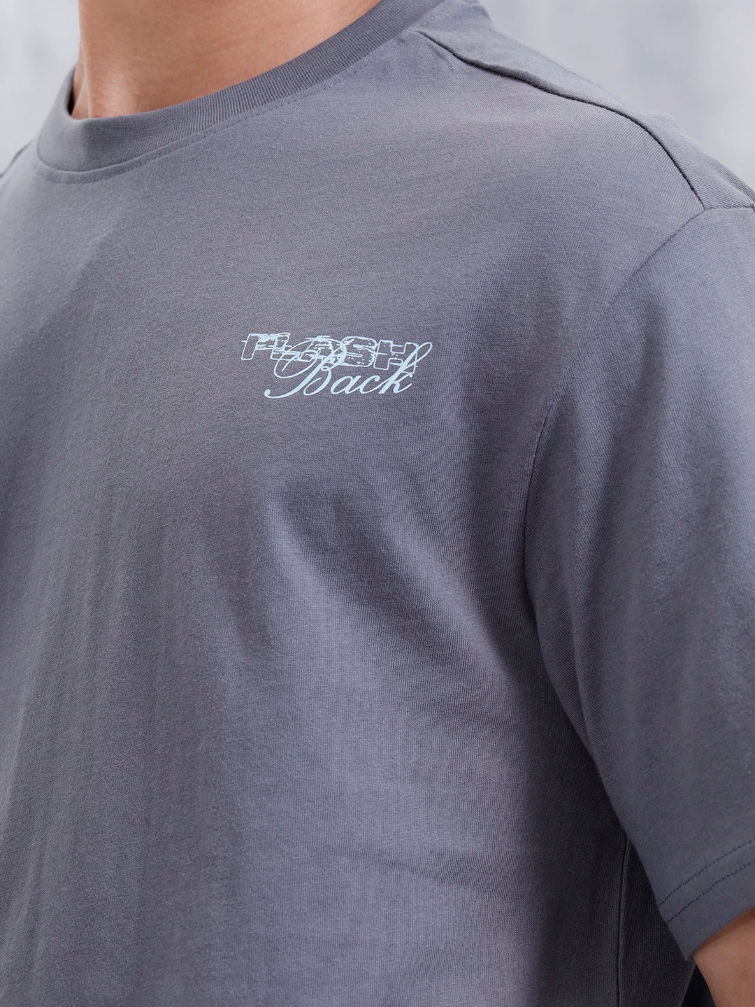 Casual Men Oversized Fit Tee With Graphic | Grey - Image 5