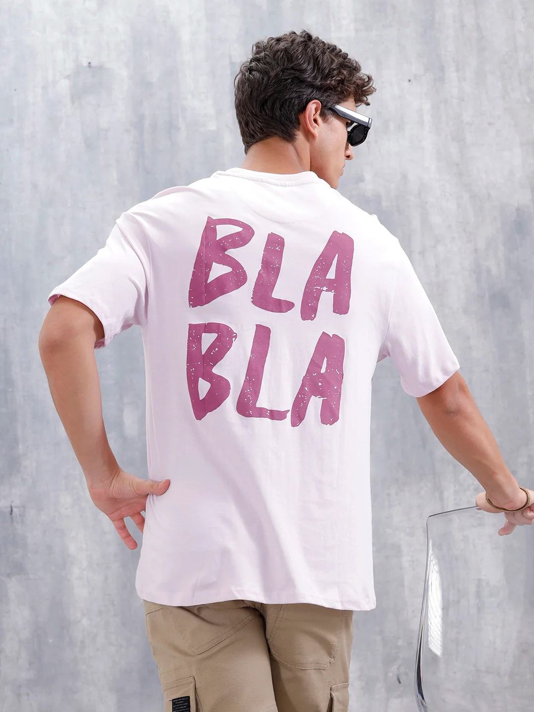 Casual Men Oversized Fit Tee With Graphic | Pink - Image 2