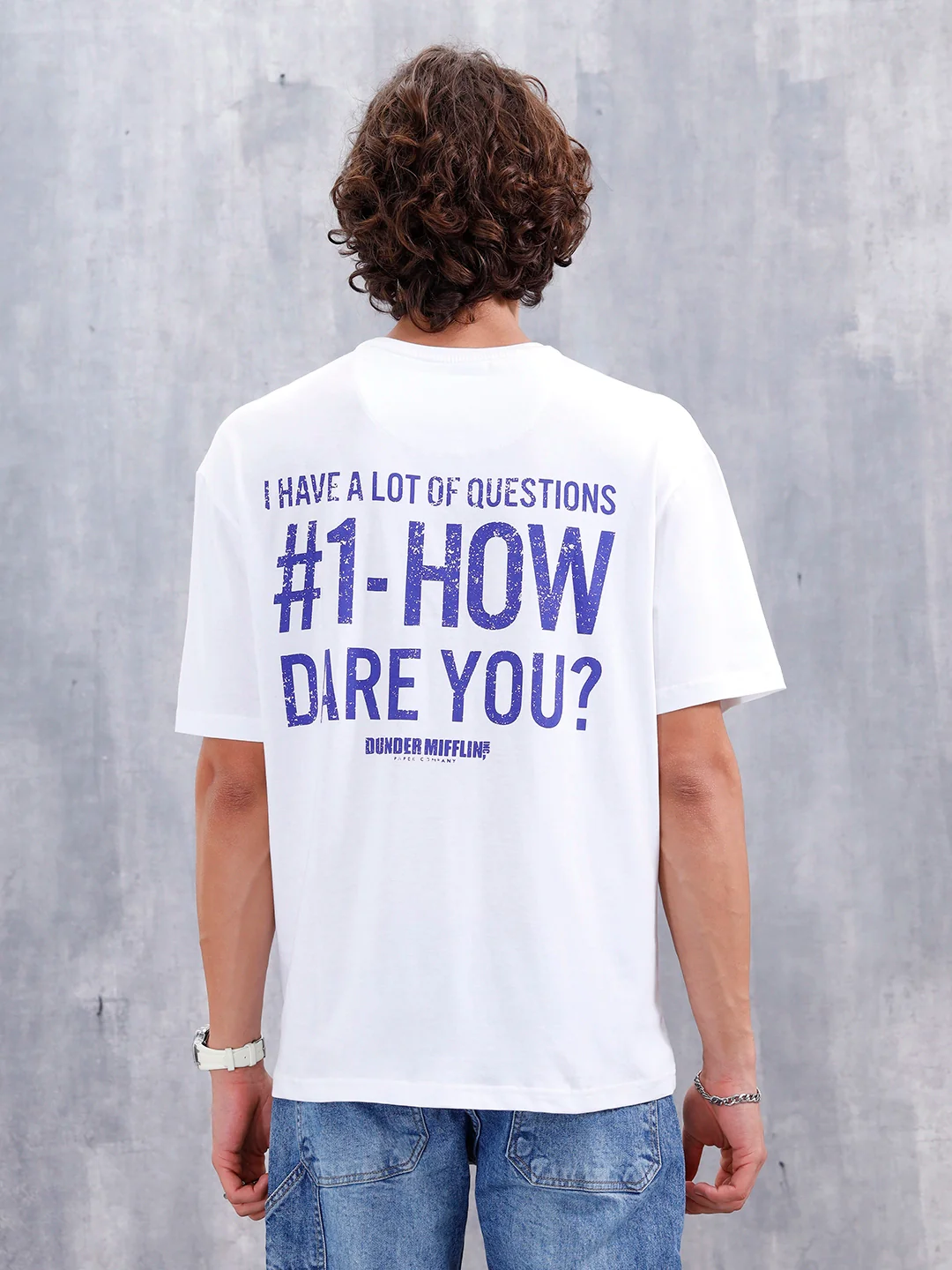 Casual Men Oversized Fit Tee With Graphic | White - Image 3