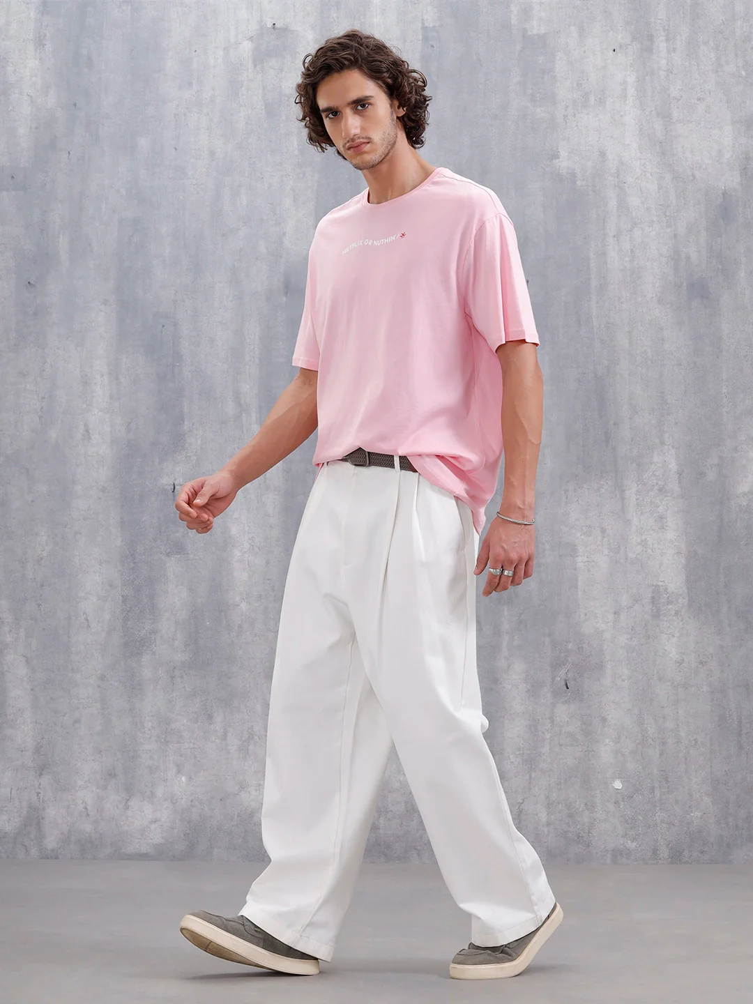 Casual Men’s Oversized T-Shirt Featuring Netflix | Pink - Image 2