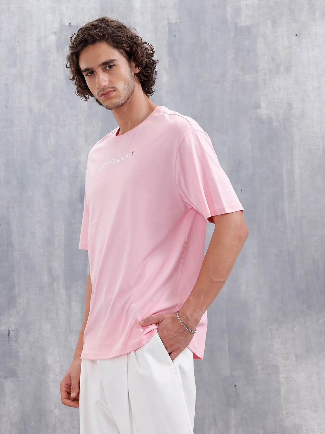 Casual Men’s Oversized T-Shirt Featuring Netflix | Pink - Image 4