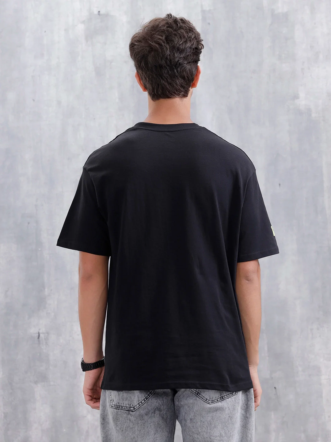 Casual Men Sporty Look Oversized Fit Tee With Print | Black - Image 3