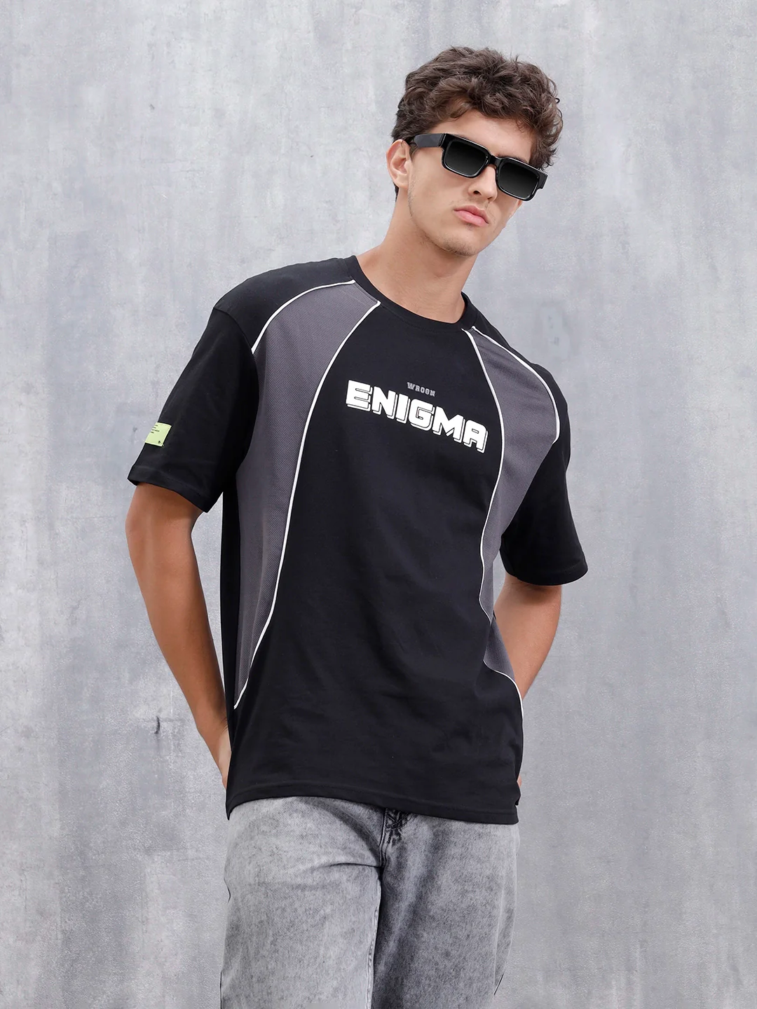 Casual Men Sporty Look Oversized Fit Tee With Print | Black - Image 5