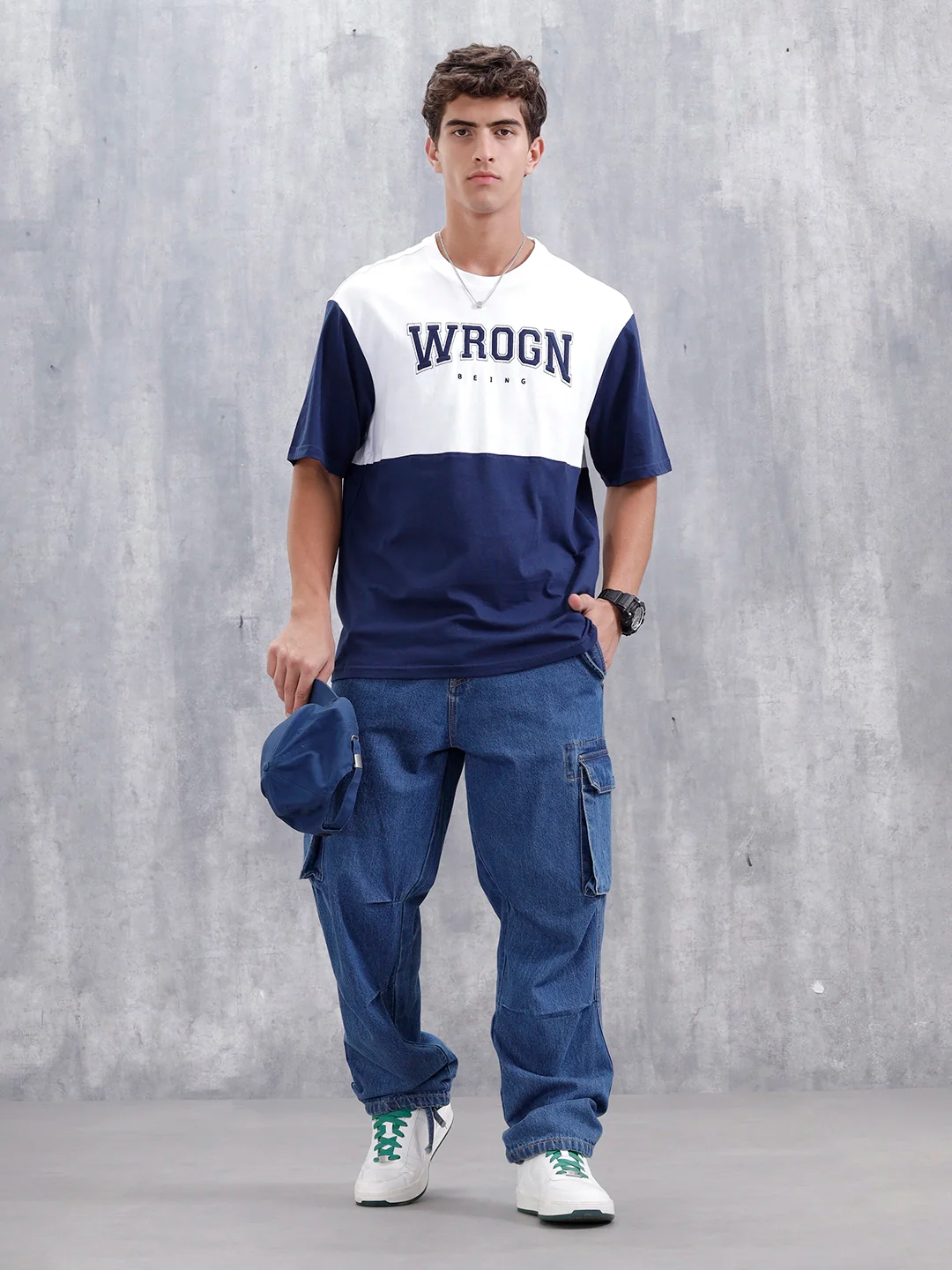 Casual Men Sporty Look Oversized Fit Tee With Print | White - Image 2