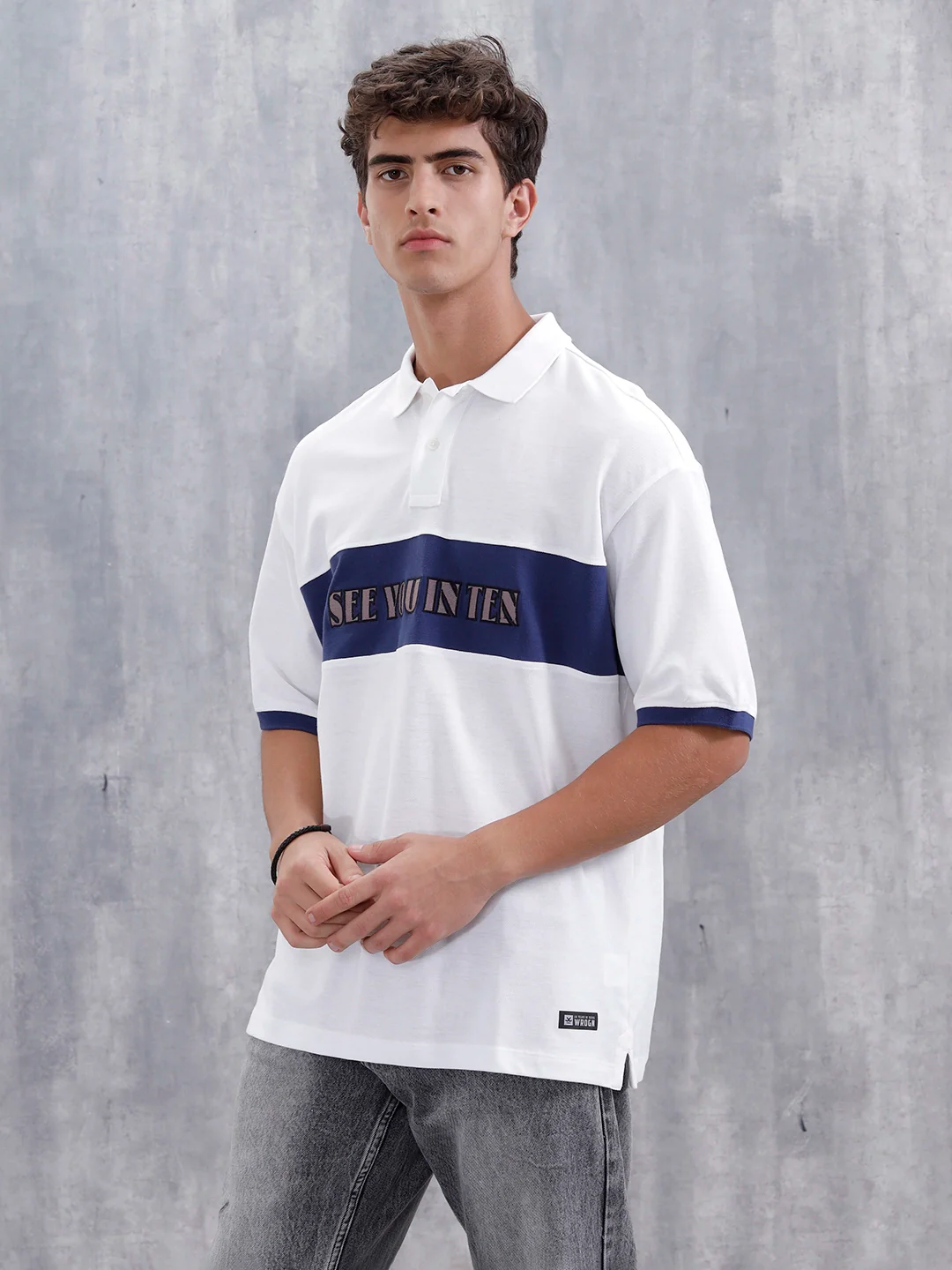 Casual Men Sporty Look Oversized Fit Tee With Print | White - Image 4