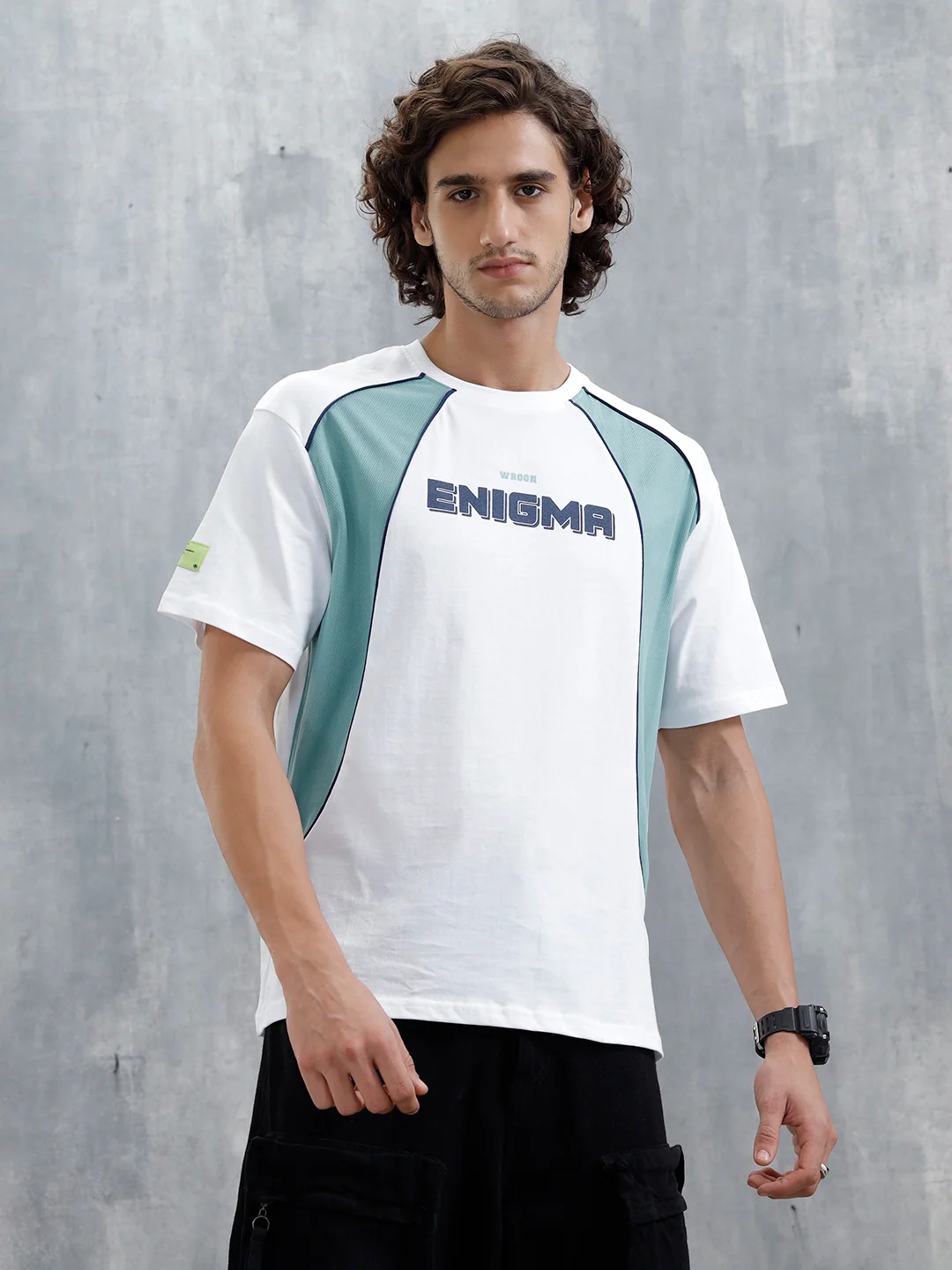 Casual Men Sporty Look Oversized Fit Tee With Print | White - Image 3