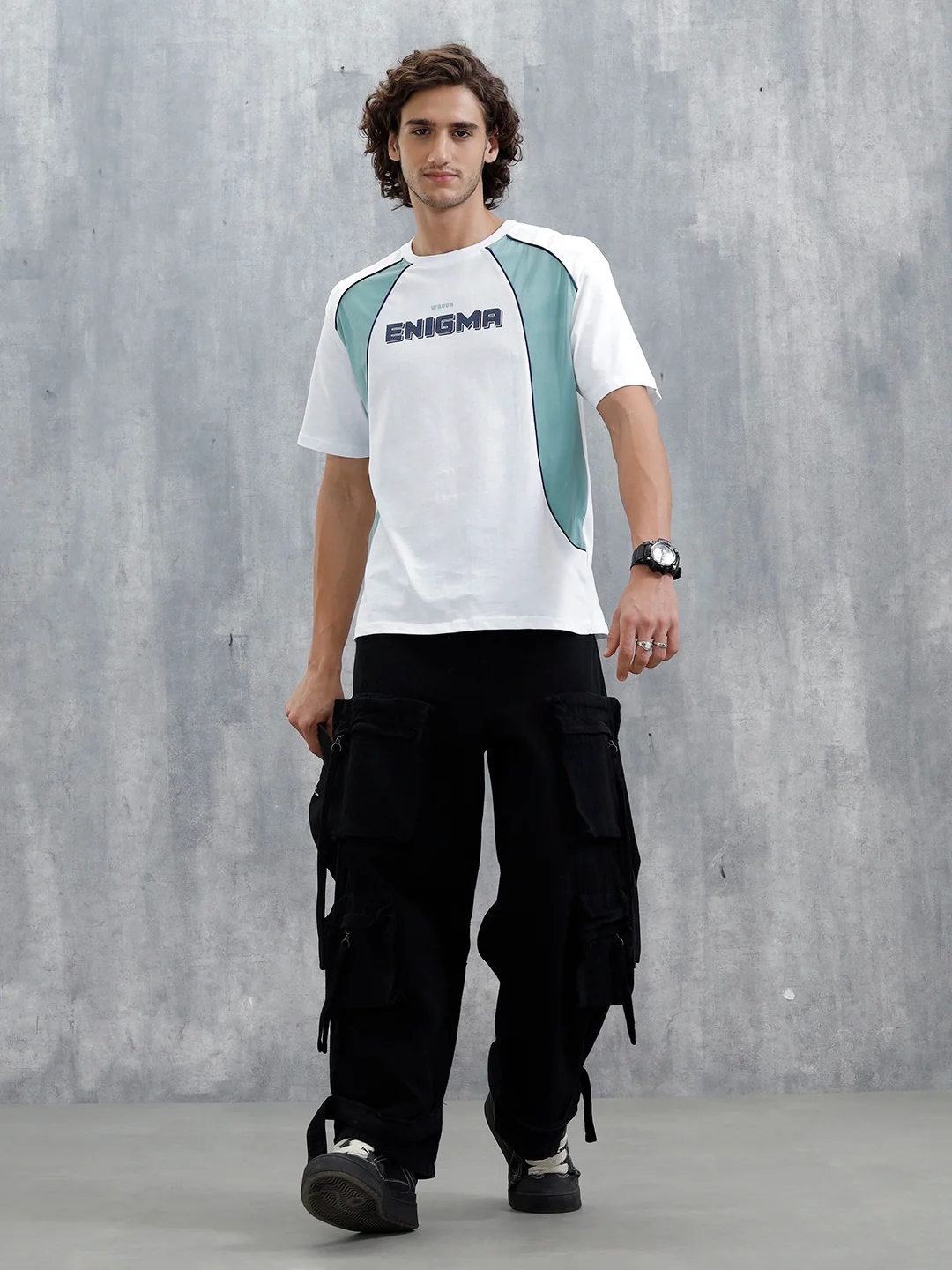 Casual Men Sporty Look Oversized Fit Tee With Print | White - Image 4