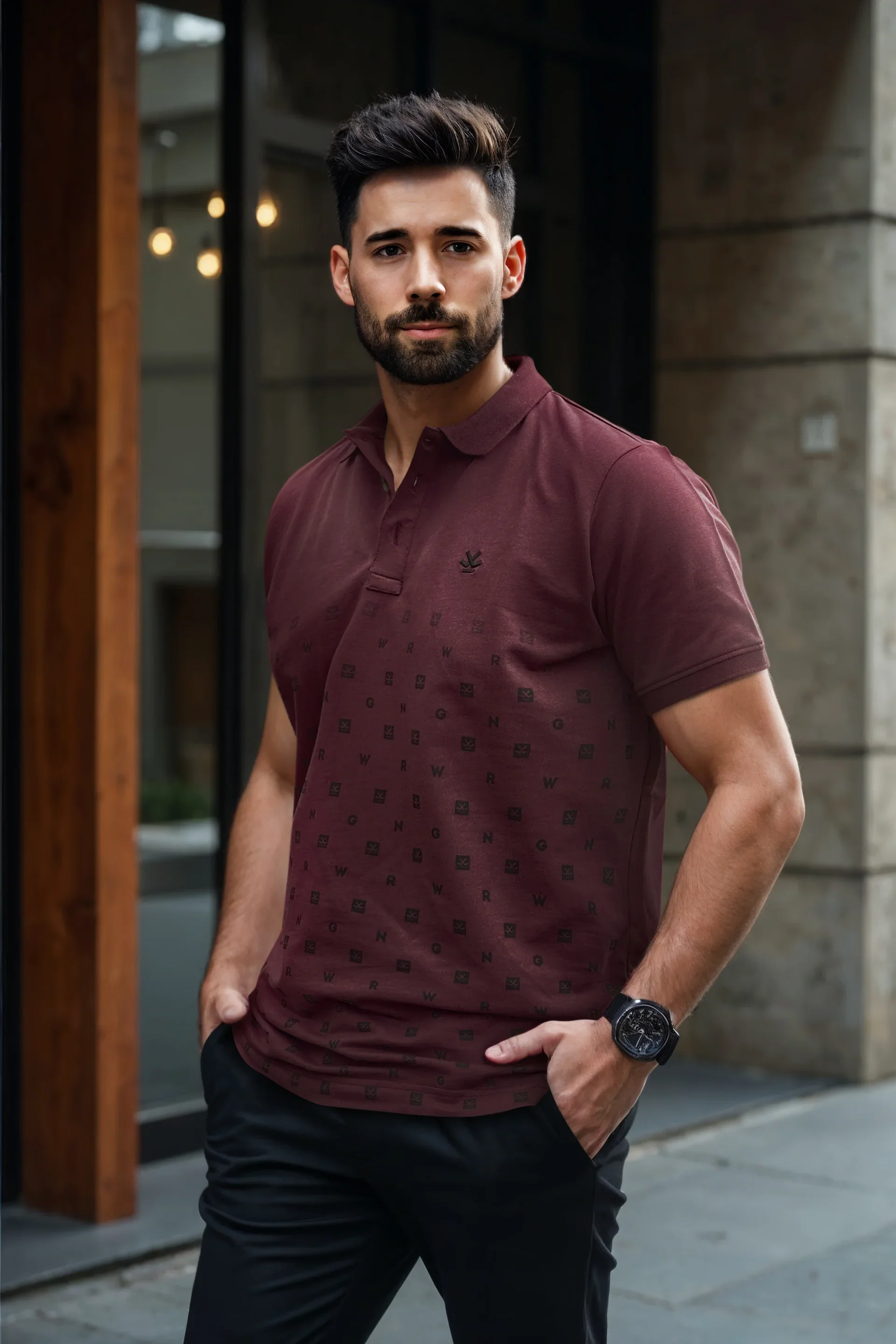 Casual Ombre Polo T-Shirt | Maroon - Image 5