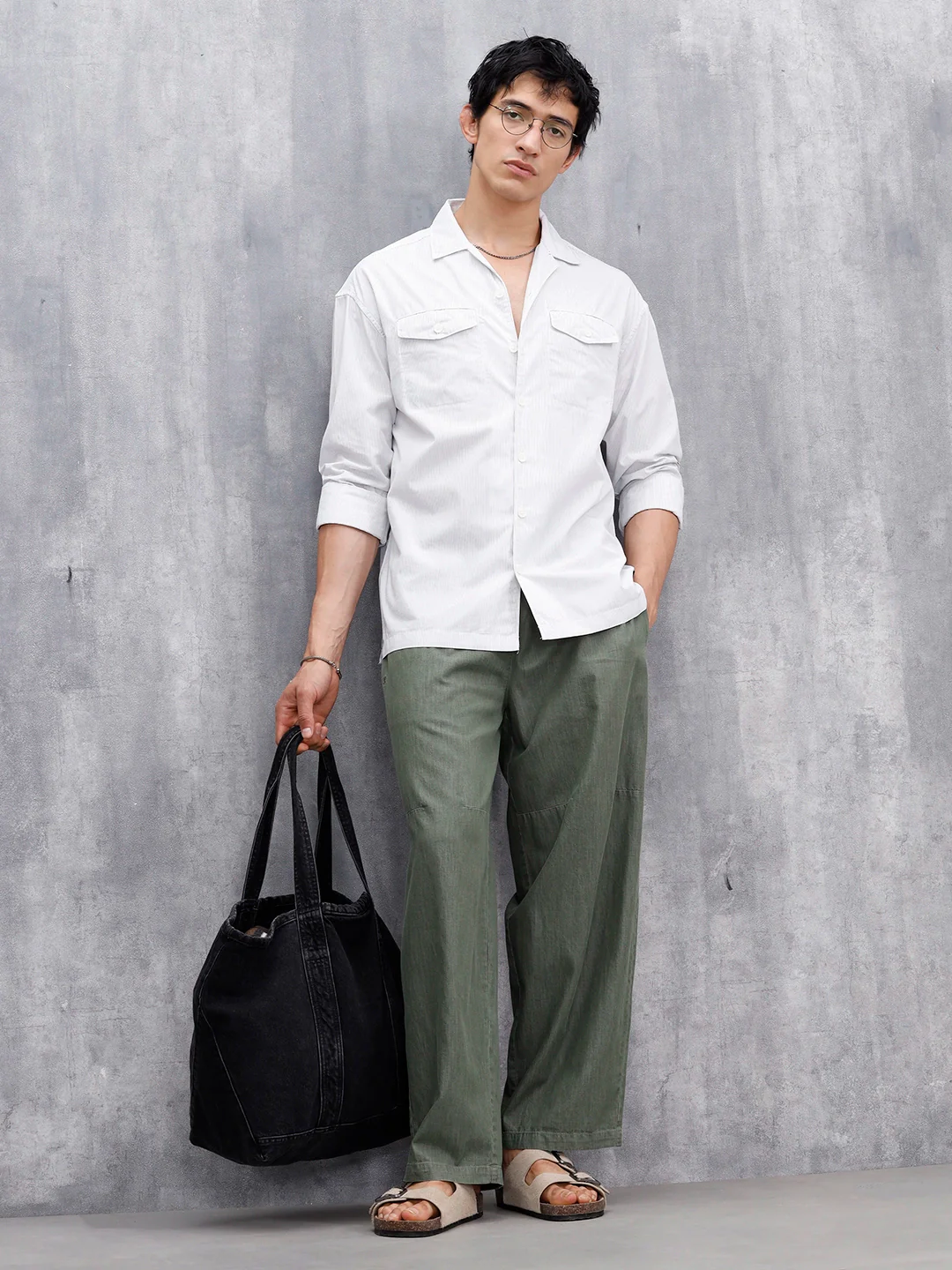 Casual Oversized Fit Striped Pattern Shirt | Off White - Image 2
