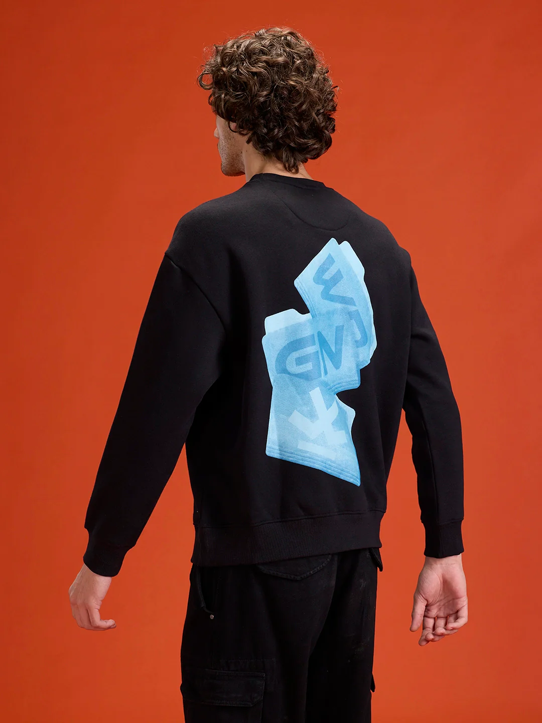 Casual Oversized Sweatshirt With Statement Graphic | Black - Image 2