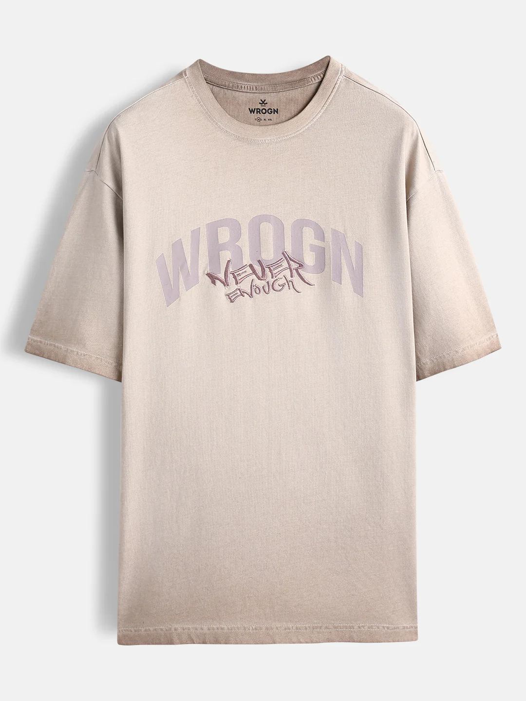 Casual oversized T-shirt with statement chest print & Embroidery | Brown - Image 6