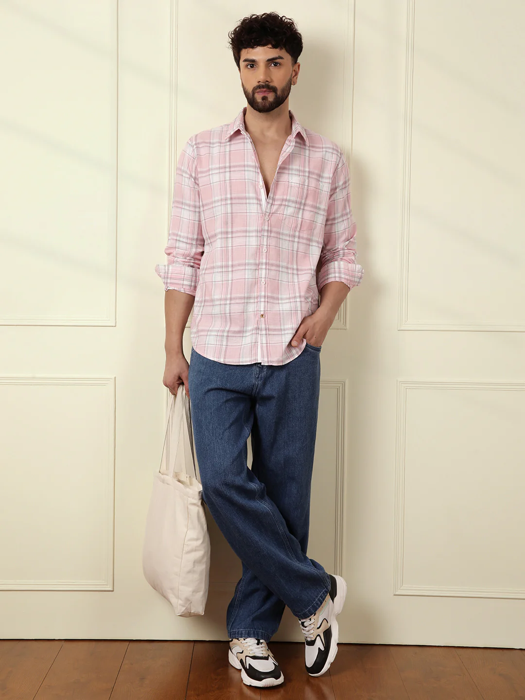 Textured Checks Summer Shirt | Pink - Image 3