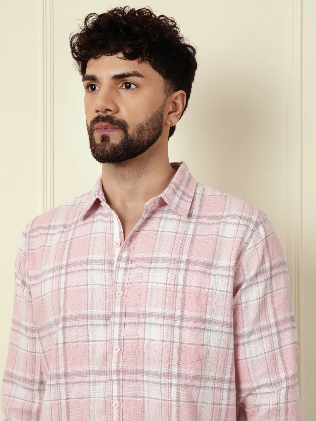Textured Checks Summer Shirt | Pink - Image 6