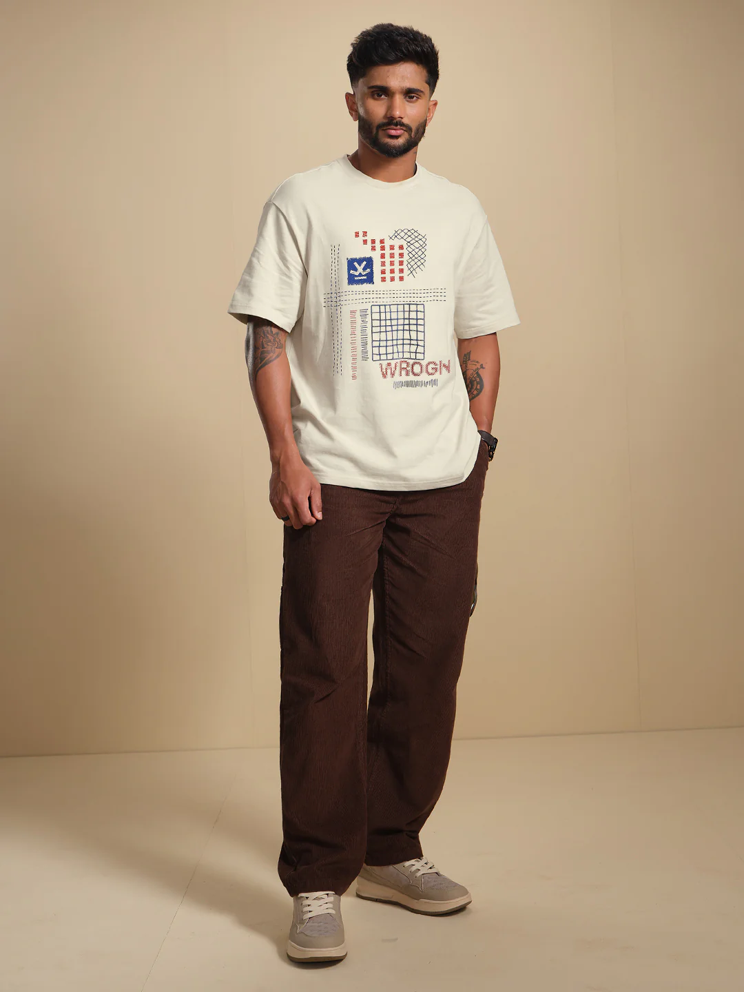 Casual Printed T-Shirt | Beige - Image 2