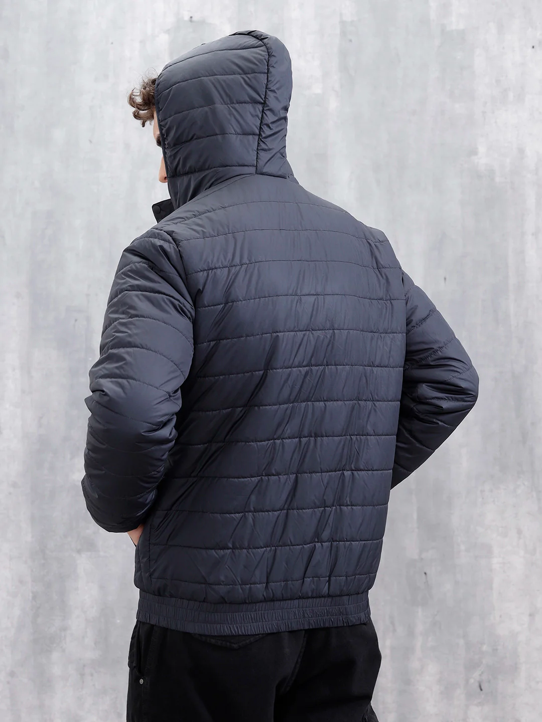 Casual Regular Fit Puffer Jacket | Black - Image 3