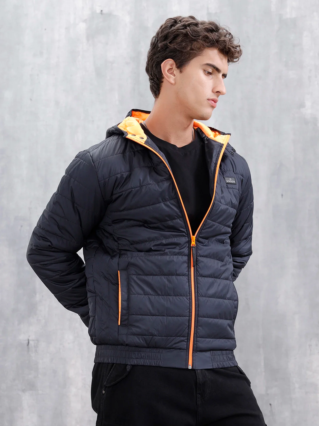 Casual Regular Fit Puffer Jacket | Black - Image 4