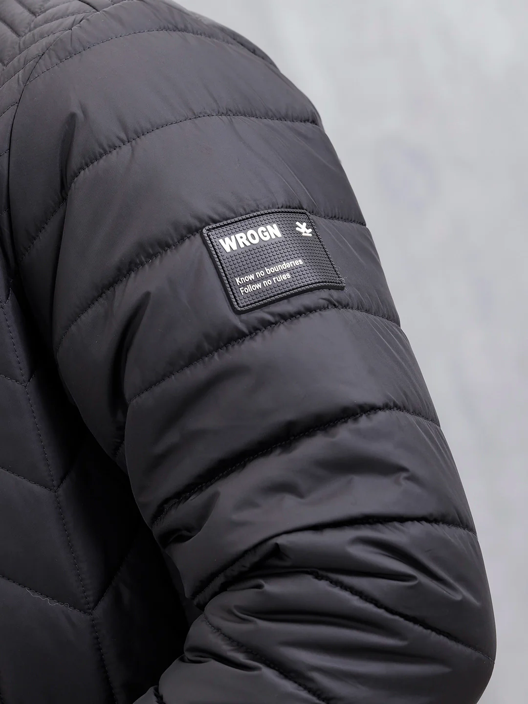 Casual Regular Fit Stand Collar Puffer Jacket | Black - Image 5