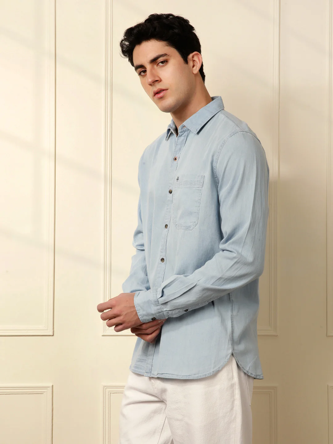 Casual Slim Fit Shirt in Blue - Image 4