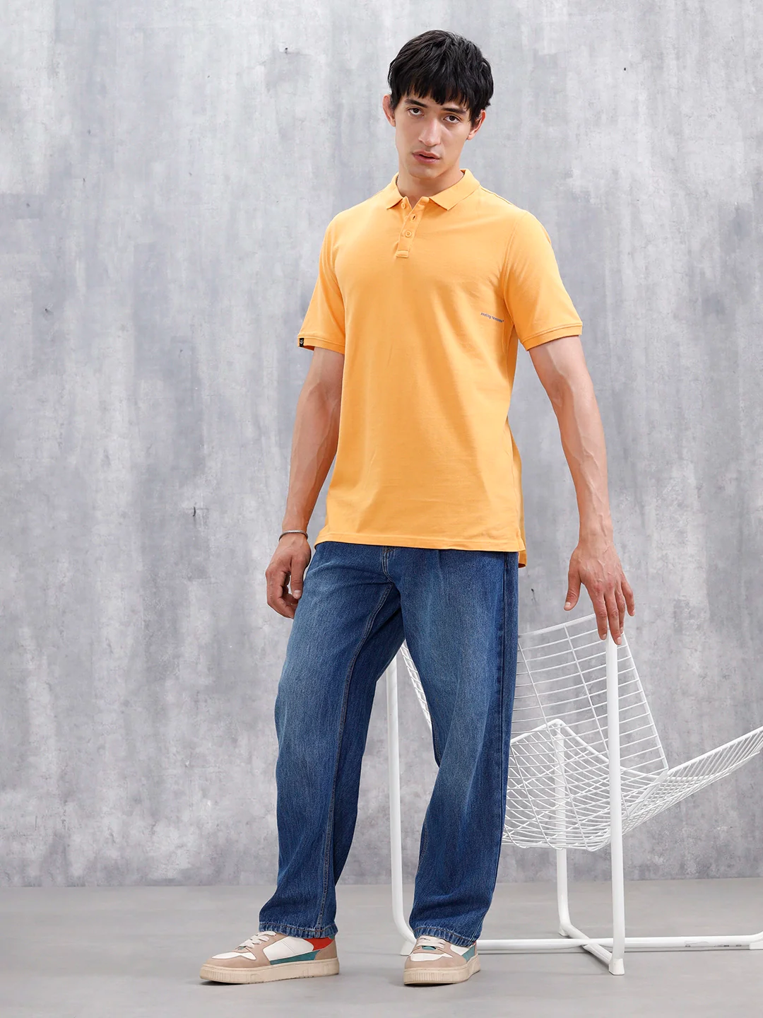 Casual Slim Fit Solid Polo T-Shirt | Orange - Image 2