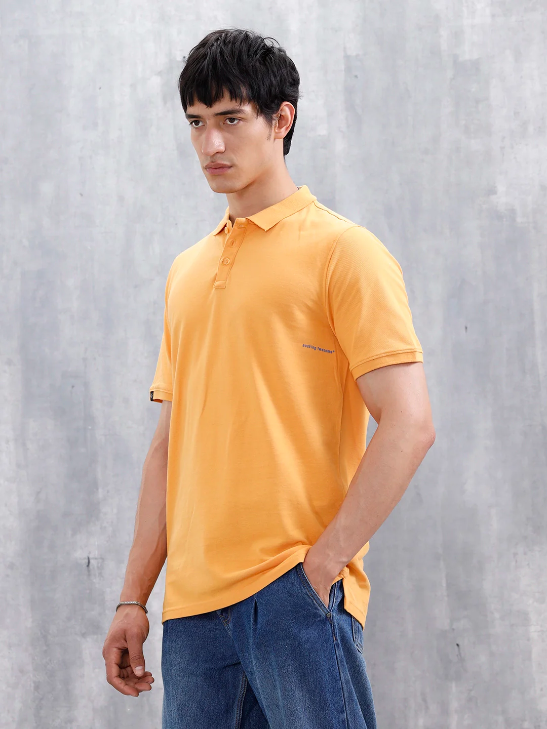 Casual Slim Fit Solid Polo T-Shirt | Orange - Image 4