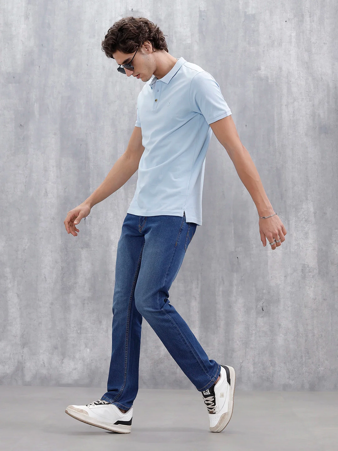 Casual Slim Fit Solid Polo T-Shirt | Light Blue - Image 2