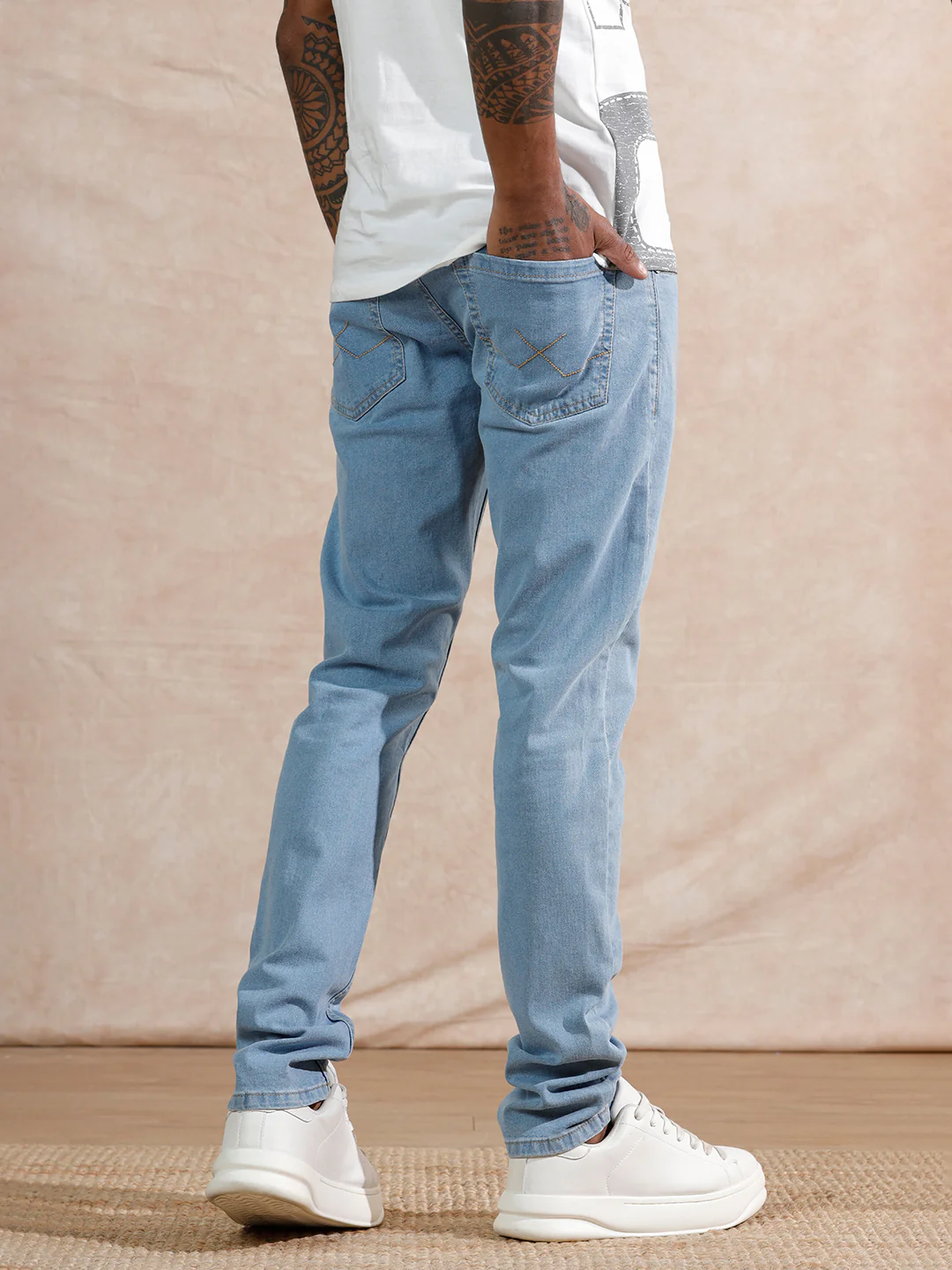 Casual Slim Tapered Jeans | Light Blue - Image 3