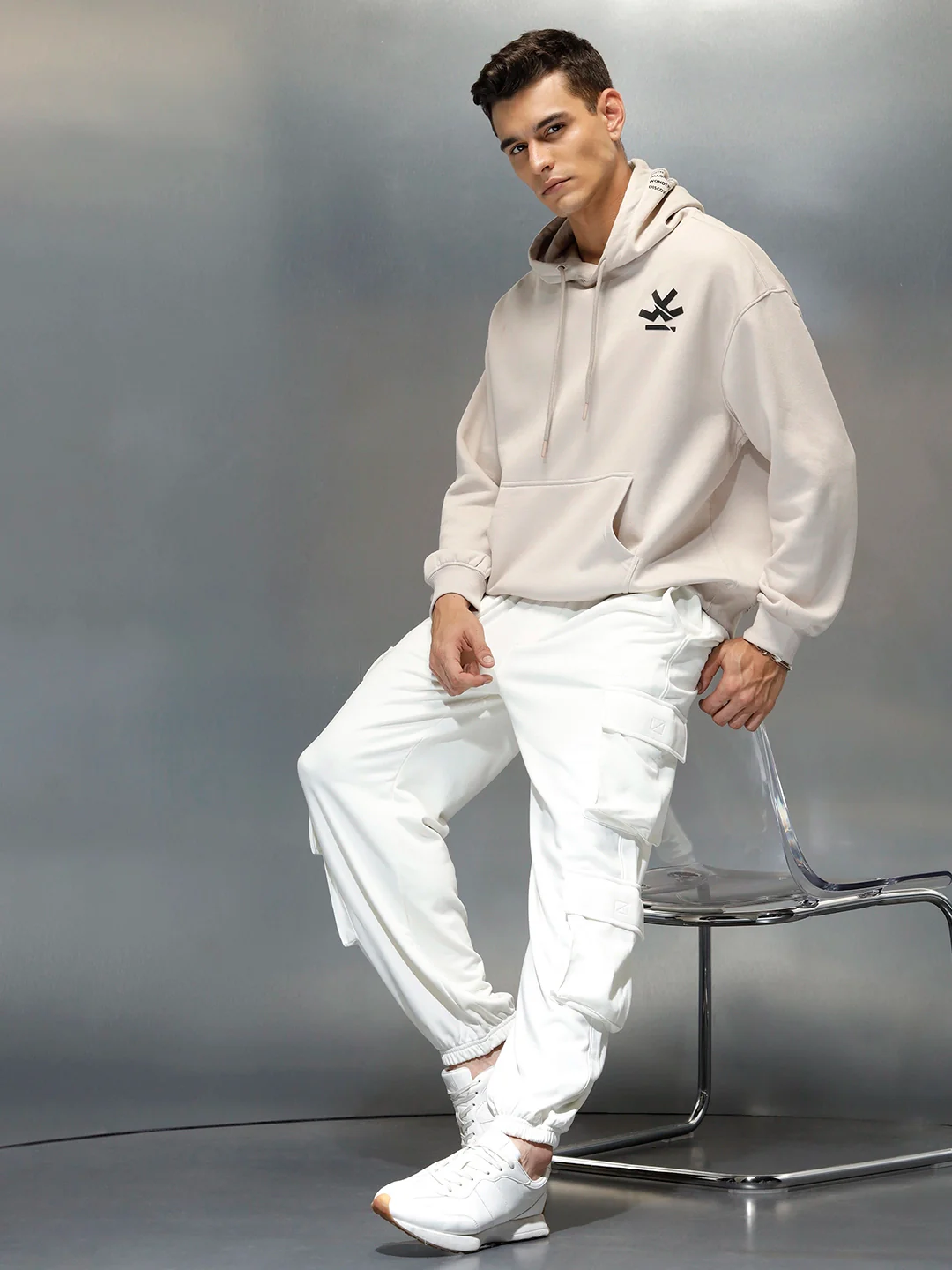 Casual Utility Pocket Joggers for Men | Off White - Image 2